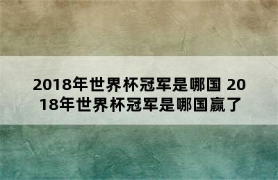 2018年世界杯冠军是哪国 2018年世界杯冠军是哪国赢了